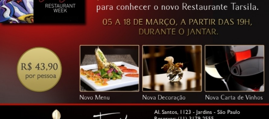 O restaurante Tarsila, do renomado hotel InterContinental São Paulo, participa da 10ª edição do evento Restaurant Week